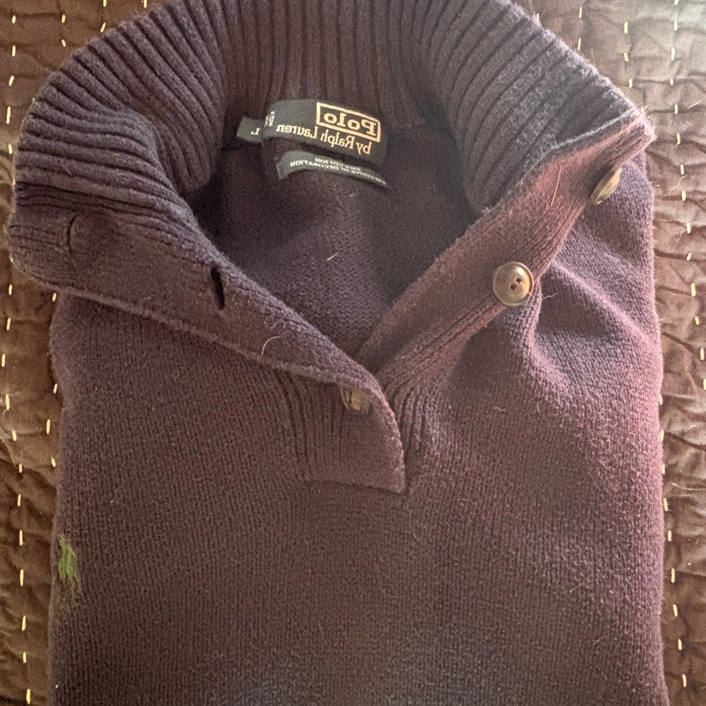 Polo by Ralph Lauren Men’s Shawl Collar Plum Turtleneck Sweater